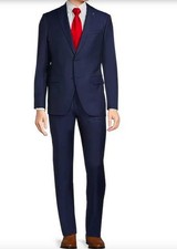 John Varvatos Men's Bedford Navy 2-BTN Flat Front 2 Piece Suit 36 R New 762066