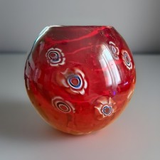 Vintage Murano Style Art Glass Vase, Millefiori Design