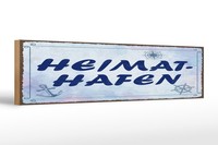Holzschild Spruch 46X10 Cm Heimathafen Blaues Deko Schild