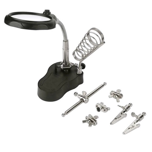 New Soldering Tool w Dual Magnifier 2.5X 5X LED Lights Adjustable Holder Stand - Picture 2 of 15