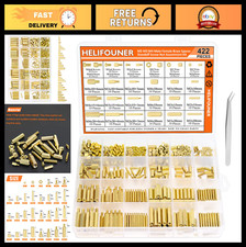422-Piece Hex Brass Spacer  Standoff Kit - M2 M3 M4 Screws  Nuts for PCB