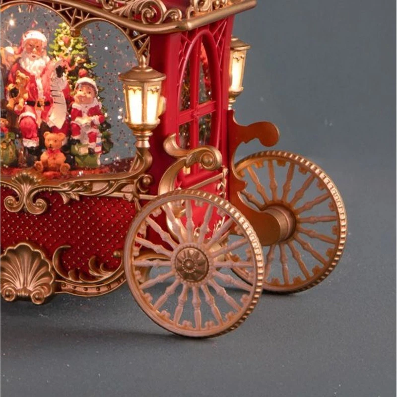 Carrozza Babbo Natale con Luci LED e Musica BRANDANI Decorazione Natale Vintage, fotografia 5 di 9