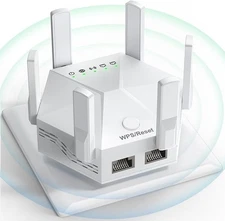 ZODTHOD WiFi Extender Signal Booster Home Powerful 6 Antennas Booster - White