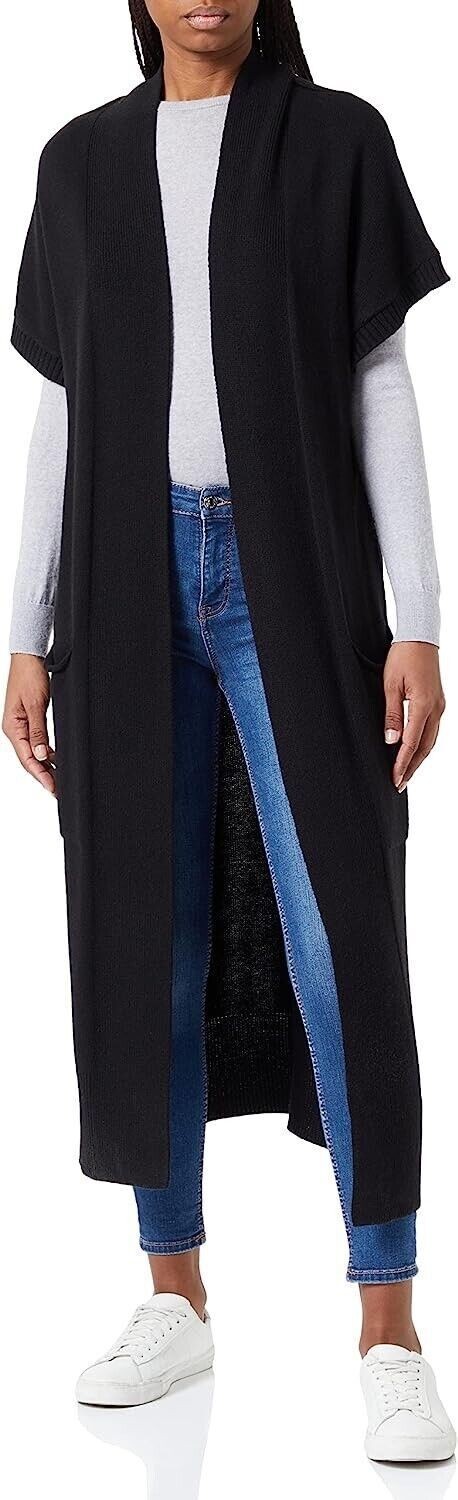 RRP €269.99 BNWT True Religion Black Long Cardigan Short Sleeve Size S Small