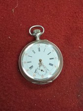 Antique Open Face 800 Silver Pocket Watch Remonton 10 Rubin Swiss Fancy Dial