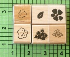 Small Flowers Set S128 Wood Mounted rubber stamp set of 4 by D.O.T.S.