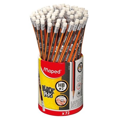 MapMaped Black'Peps 2 Graphite Pencil 72-Pack - Ergonomic Triangular Shape fo...