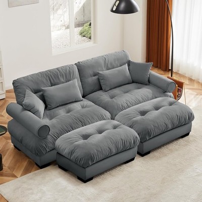 93.7'' Modular Sectional Sofa 2 Seater Modern Cloud Couch with Ottoman