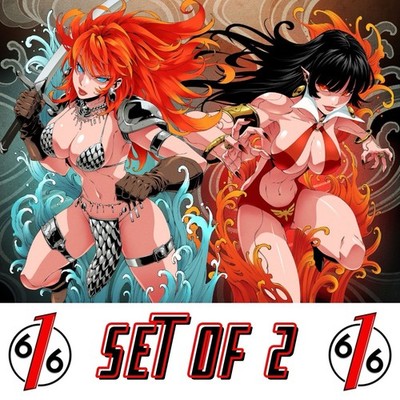    VAMPIRELLA 3 & RED SONJA 2 GODTAIL 616 Virgin Variant B Set LTD 500