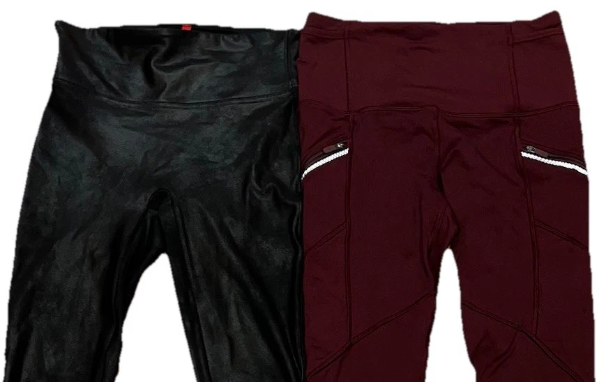 Spanx ( XS) Black Leggings And Lululemon (S-4) Burgundy Leggings- Compressive - Image 3 of 4