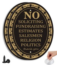  2 Pack Metal Self-adhesive No Soliciting Sign for Front Door - 6" x 4.7" Sm...