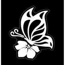Butterfly with Hibiscus Flower Car Vinyl Decal, Hawaii Decal on Window, Bumper,