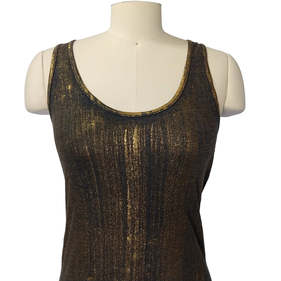 Raquel Allegra Metallic Tank Midi Dress Size S 4 Sleeveless Gold Sparkle - Image 2 of 4