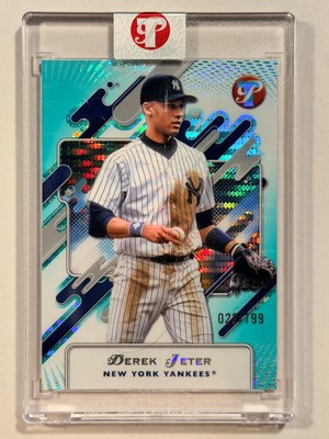 2025 Topps Pristine Derek Jeter Aqua Refractor 22/199 Encased #189 Yankees HOF