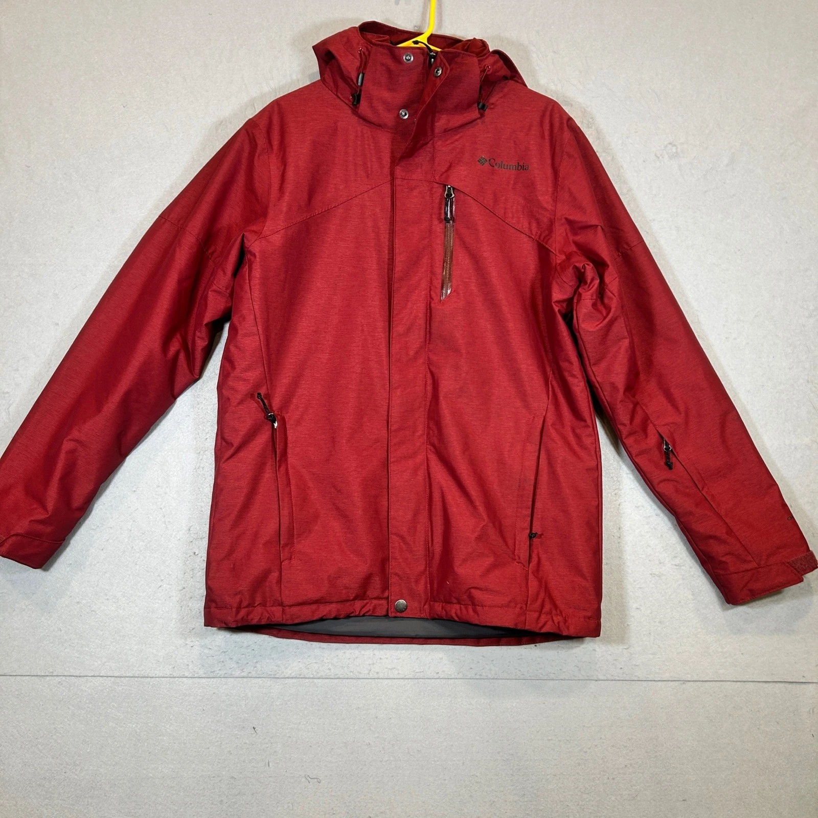Columbia Jacket Mens Medium Red Omni-Heat Hooded Winter Snowboard Shell
