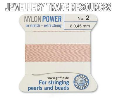 HELLROSA NYLON POWER SEIDENFADEN 0,45 mm SCHNURPERLEN & PERLEN GRIFFIN 2