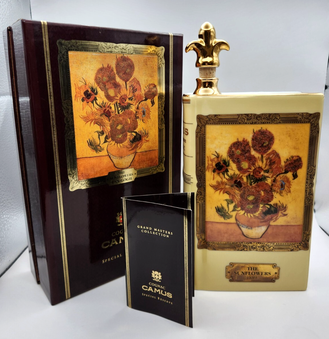 CAMUS Van Gogh Sunflowers 700ml Book Decanter – 22k Gold