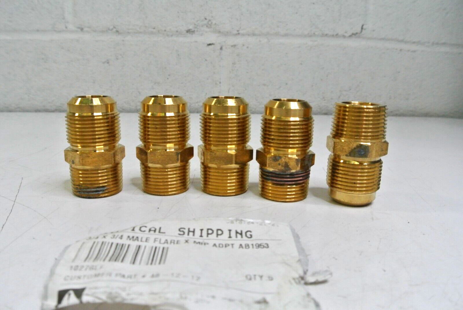 (5) 3/4" X 3/4" Male Flare X Mip Adapter ab1953 Brass Fittings 10276LF 48-12-12