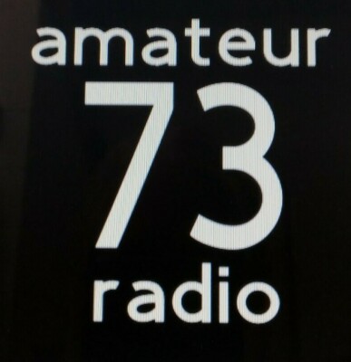 ''73  Amateur Radio''  Sticker cut from durable White Vinyl