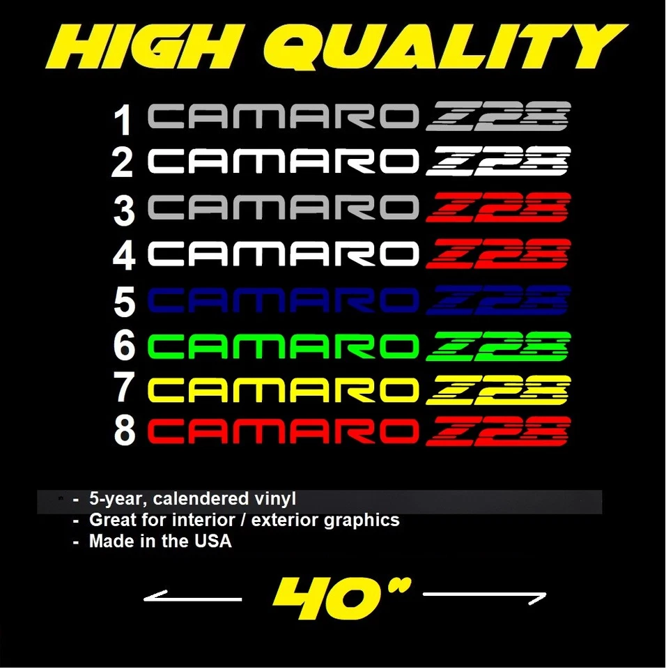 CAMARO z28 Chevrolet Windshield Sticker Logo Vinyl Decal Graphic Lettering 40" - Image 2 of 4