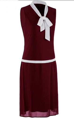 Women's 1920s Style Midi Flapper Dress V-Neck Bow Roaring 20s Gatsby Dress - Picture 9 of 27