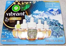 5 AIR WICK VIBRANT Plug In Scented OIL REFILLS ~ GLISTENING SNOW & FROSTED MINT