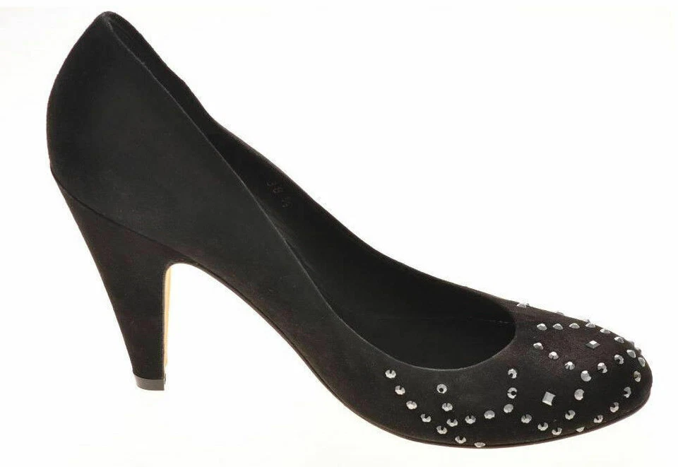 Nuevo Zapato TE CASAN Mujer Edición Limitada Negro Gamuza Bomba Tacón Alto Talla 9 M Eur 39.5 Foto 3 de 4