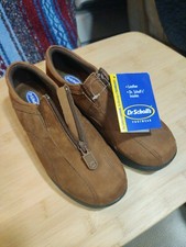 Dr. Scholls Womens 6.5 Double Air Pillow Brown Faux Suede Zip Rubber Sole