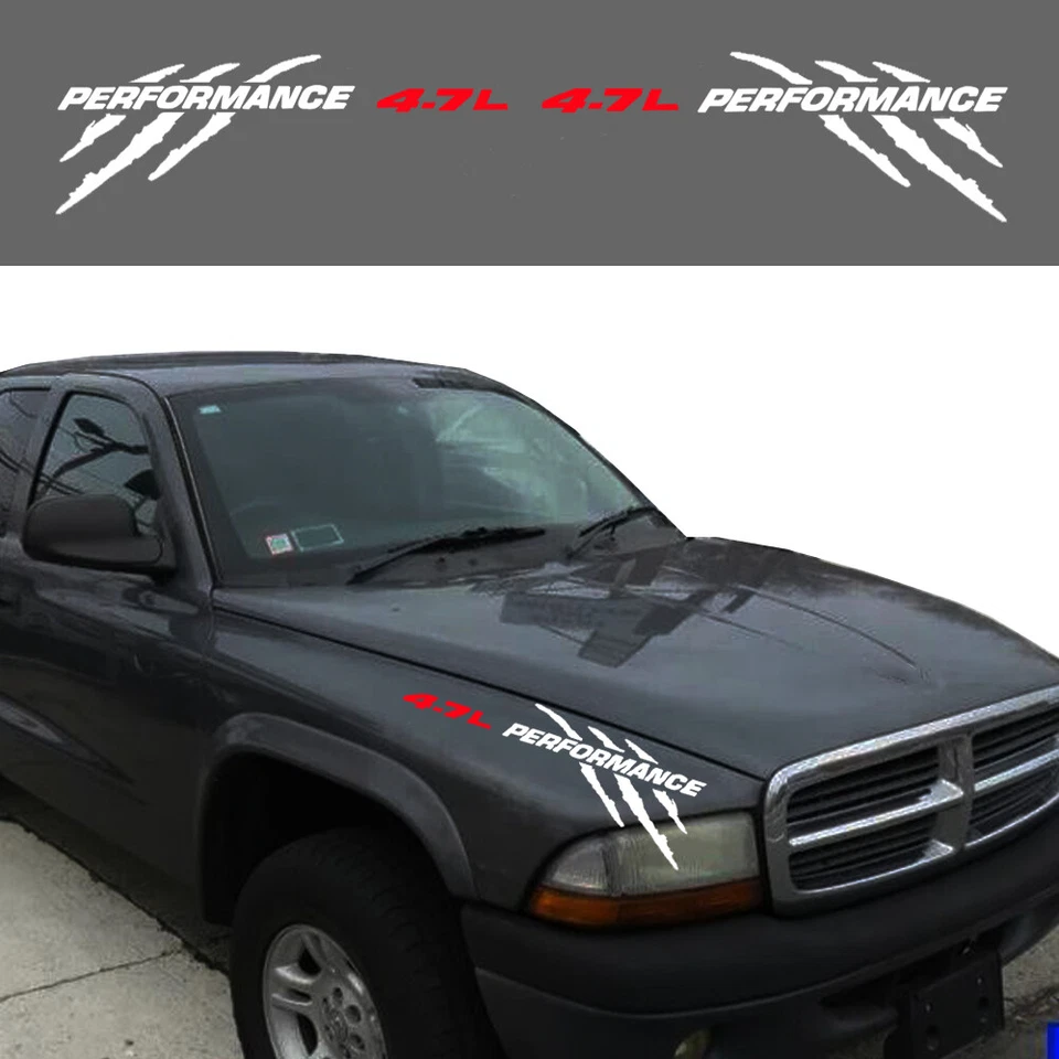4.7L PERFORMANCE Hood Claw decals for Dodge Dakota Durango for Jeep Cherokee x2 - Image 3 of 4