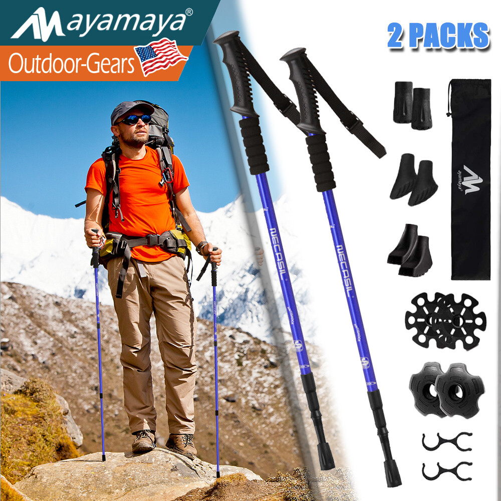 2 Bastoni Trekking Regolabili In Alluminio – Antishock, Punte In Carburo, Impugnature Ergo