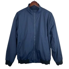 Madewell Size Medium Navy Blue Fleece Lined Zip Bomber Mid Weight Jacket