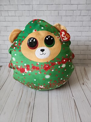 TY Squishy Beanie Plush Everett Christmas Tree Bear Stuffed Animal Holiday