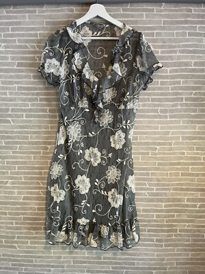 M&S Grey And Cream Dress Size 16 UK