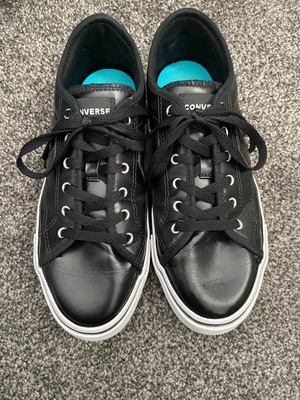 black leather look converse