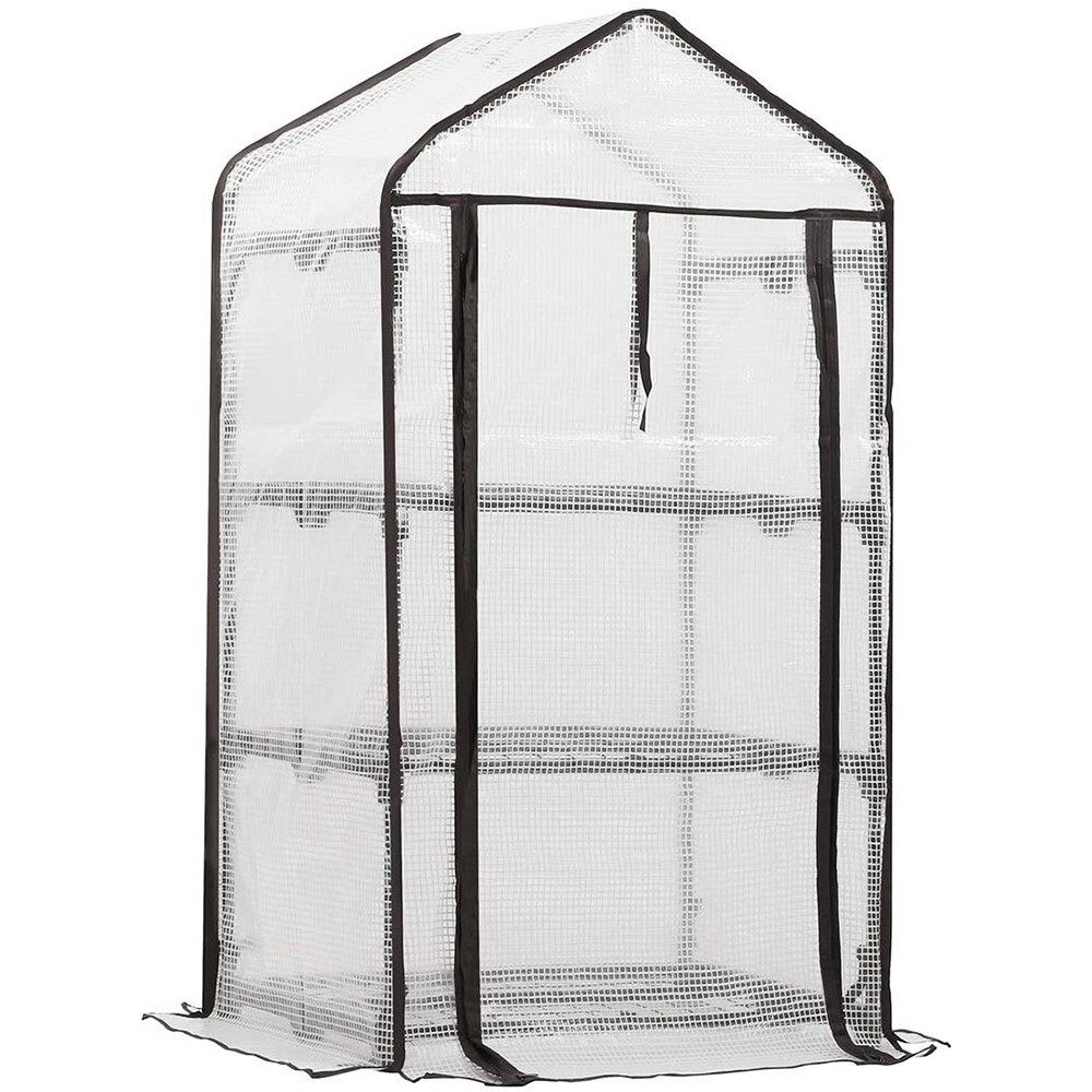 Gartenpirat Folien-Gewächshaus 143x143x195 Cm – Mit Regalen, Stecksystem, Ideal Für Balkon & Garten