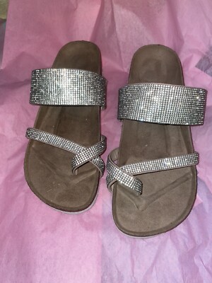 Madden Girl Silver Rhinestone Sandals Women's US Size