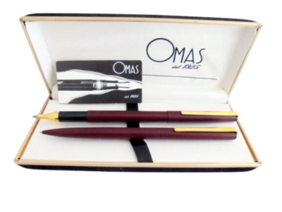 OMAS 80 pens SET ball point pen and roller pen In steel red + box and guarantee