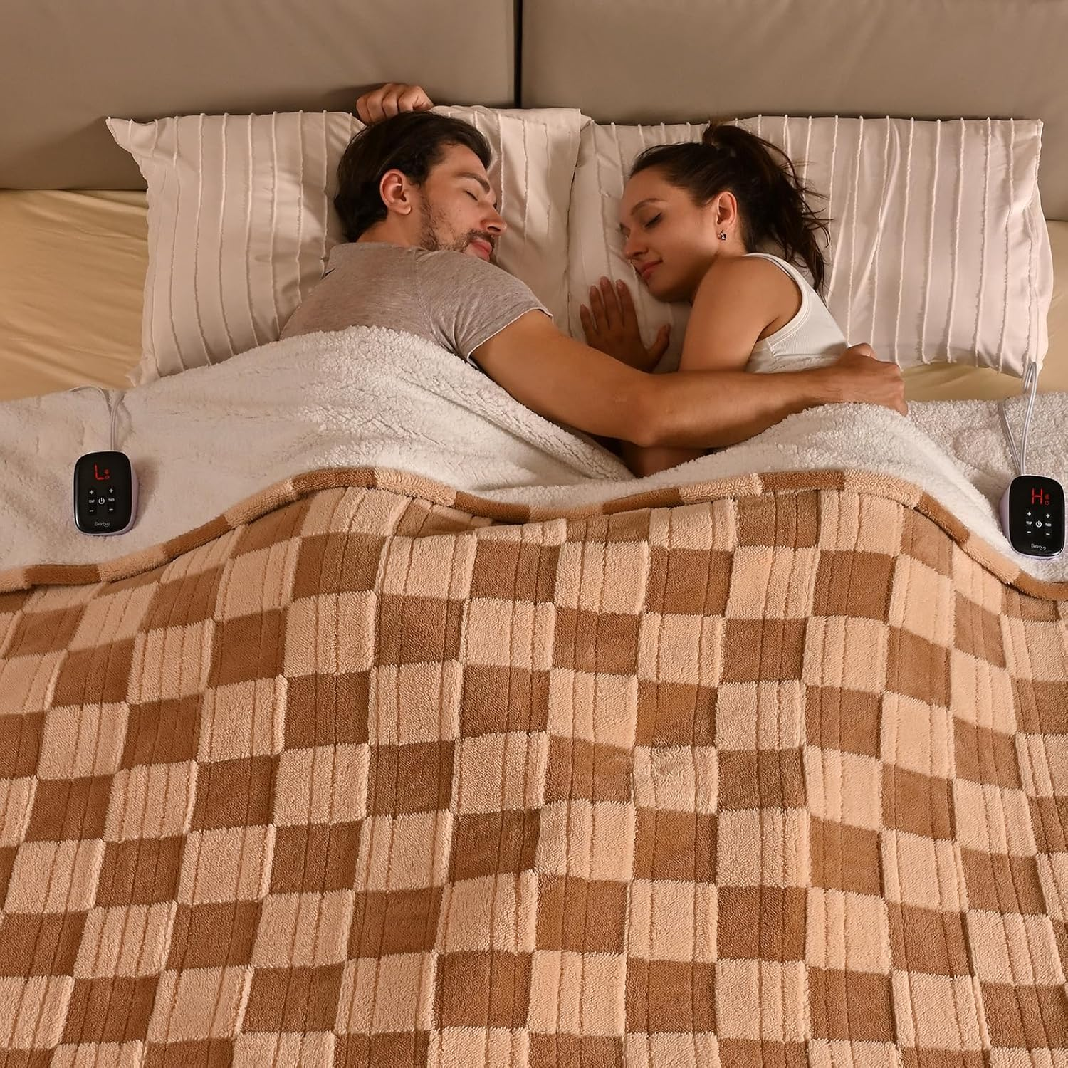 King Size Heated Electric Blanket 100x90 Dual Controller Reversible