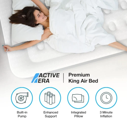 King size airbed top with built in pump