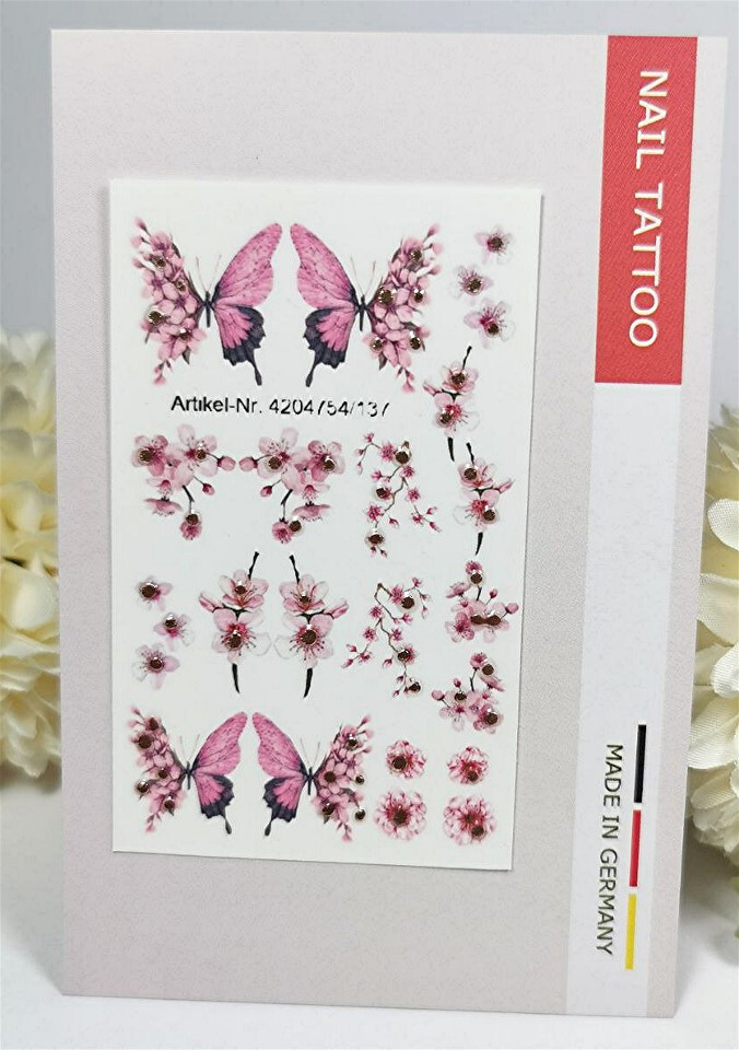 Nail Art Wrap Wasser Transfer Tattoo Schmetterlinge Blumen Rose Wrap Sticker 137