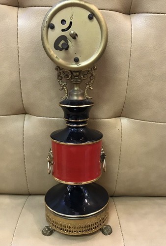 Mid Century Modern Providentiae Memor Pottery Brass Gilt Clock Fiorentine Italy - Picture 7 of 10