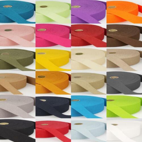 24 COLOUR 2mm Thick PURE COTTON Webbing 25 30 40mm Bag Handle Strap 1 2 4m+ 021