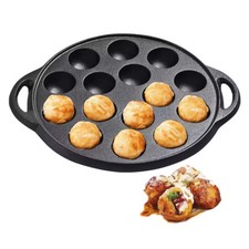 Cast Iron 15 Hole Mini Pancake Grill Pan Danish Stuffed Pancake Balls Frying Pan