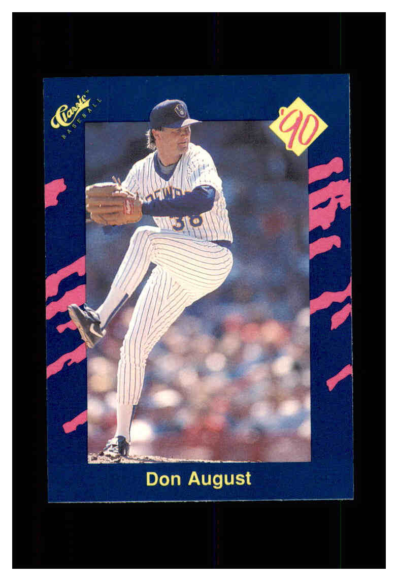1990 CLASSIC BLUE BASEBALL CARD MILWAUKEE BREWERS #124 DON AUGUST