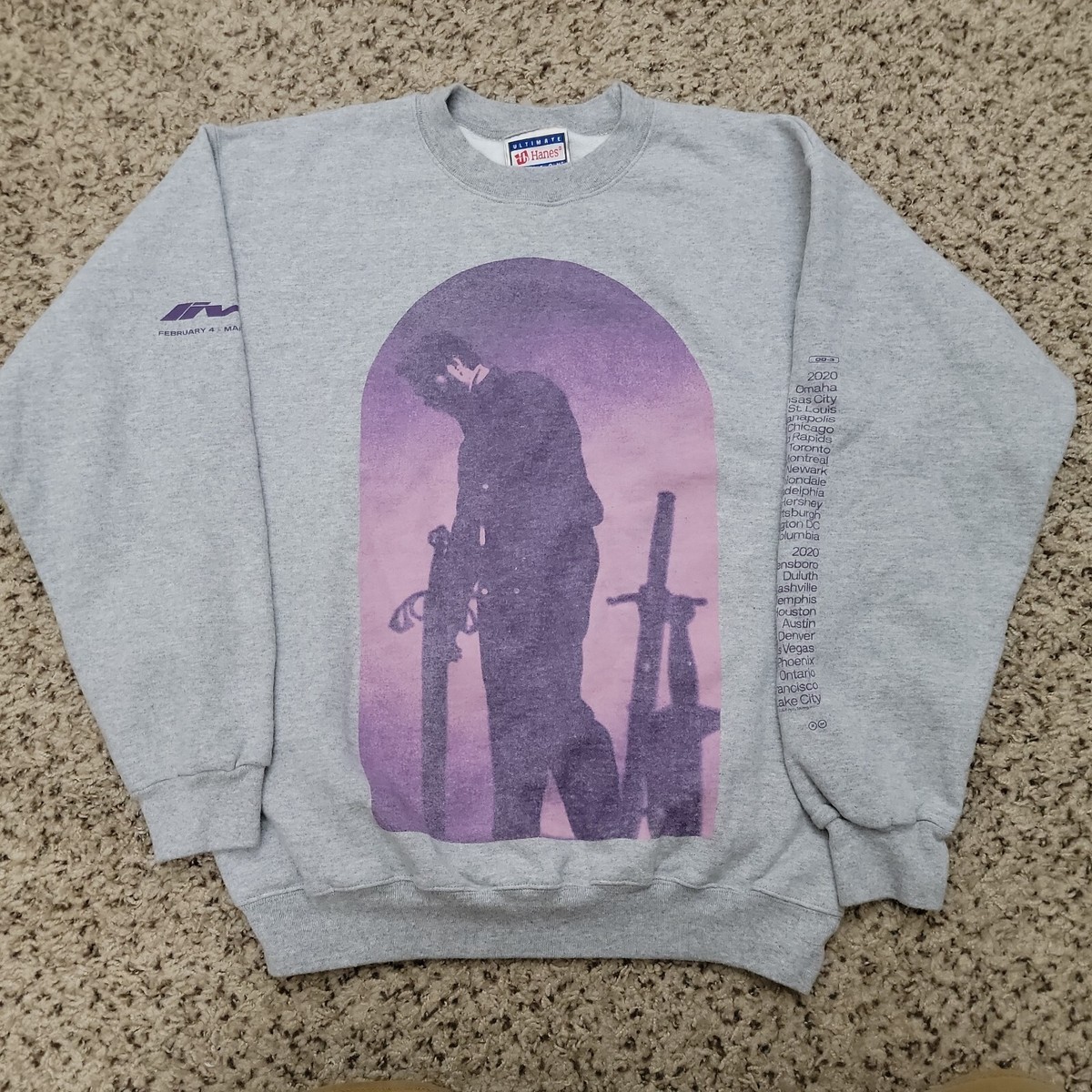 Post Malone Sweatshirt Gray Live Hollywoods Bleeding Tour 2020