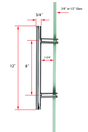 CEL - Maniglia a strappo singola stile scala per porta doccia - Nichel spazzolato - Foto 10 di 17