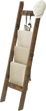 Blanket Ladder Shelf for Living Room, Decorative Quilt Rack with 4 Removable Hoo