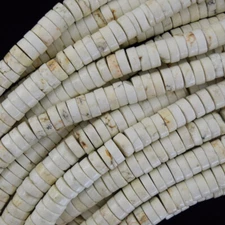 White Turquoise Heishi Disc Beads Gemstone 15.5" Strand 4mm 6mm 8mm