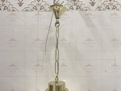Pair Of Brass Hanging Light with Shade & Chain | Vintage Indoor Pendant Lighting - Picture 5 of 8