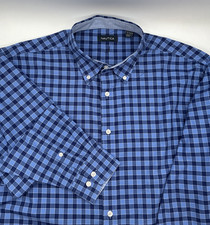 Nautica Blue Checked Long Sleeve Button Back Logo Shirt 17.5-34/35 XL